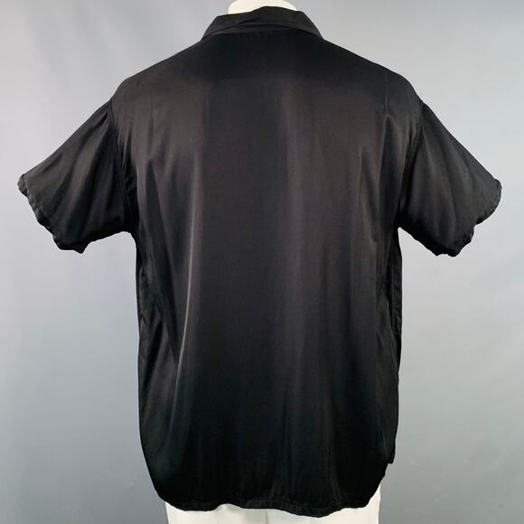 TUKI Size XL Black Rayon Twill Two Pockets Oversized Short Sleeve Shirt - Picture 3 of 5